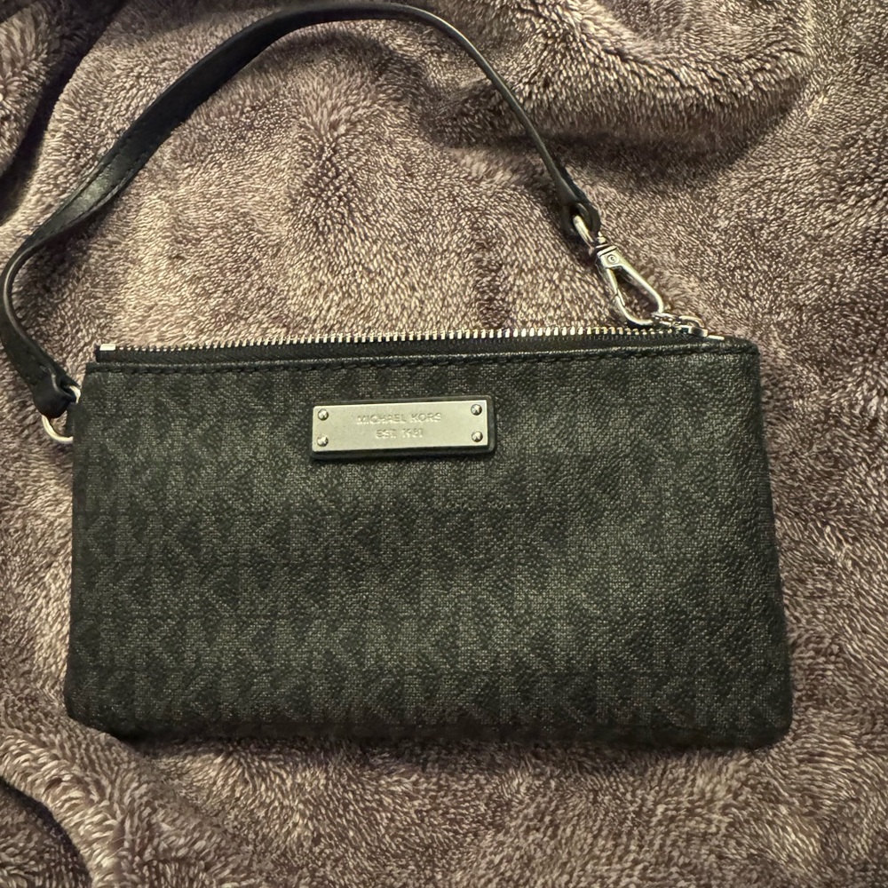 Michael Kors Dark Gray Monogram Wristlet